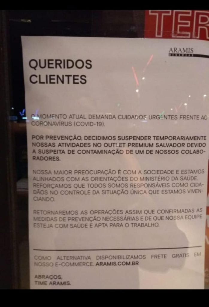 Loja no Outlet Premium tem suspeita de funcionários com o coronavírus 2