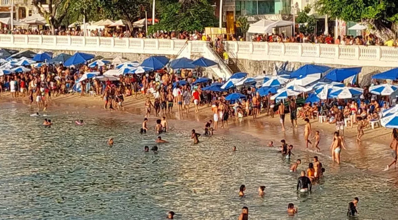 Policiais pedem que banhistas evitem banho de mar no Porto da Barra, após aparição de peixe com características de tubarão 1