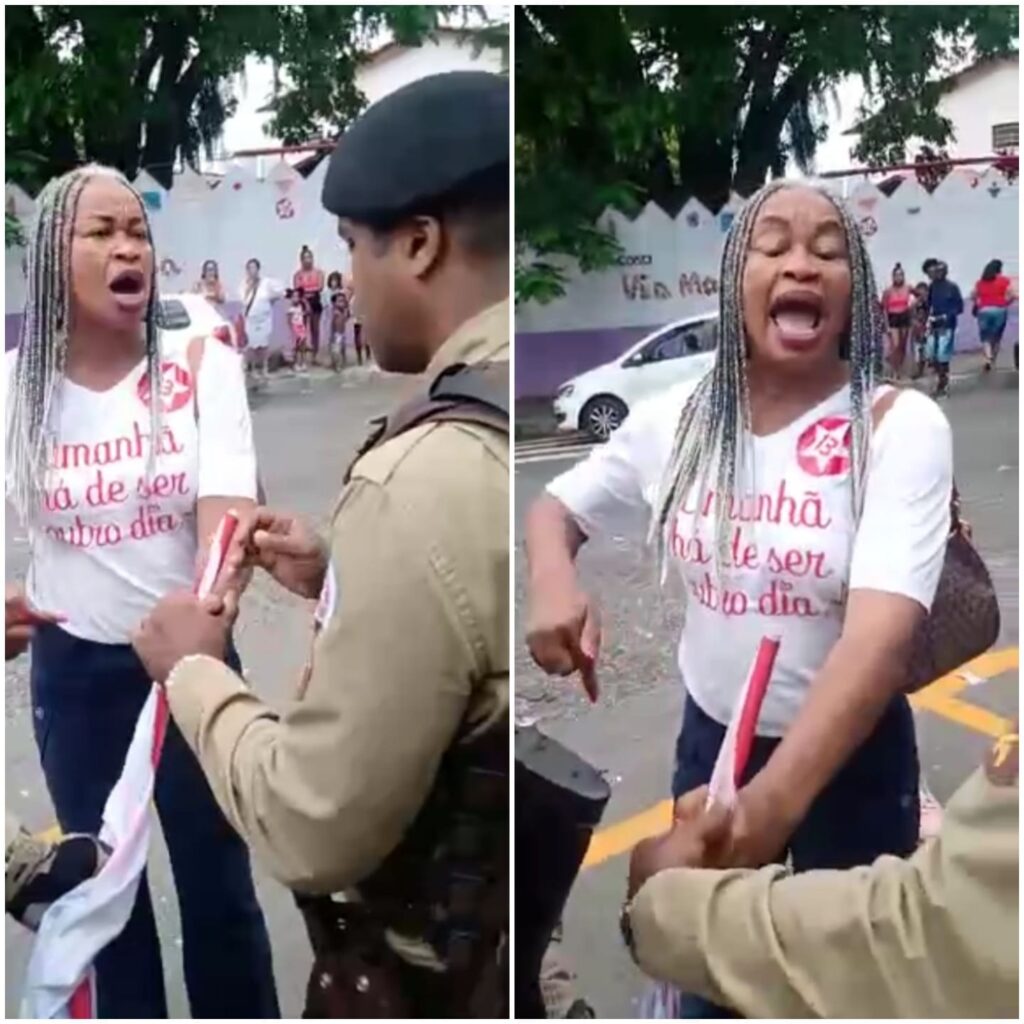 Olívia Santana confronta policiais após suspeita de fazer boca de urna em Salvador 1