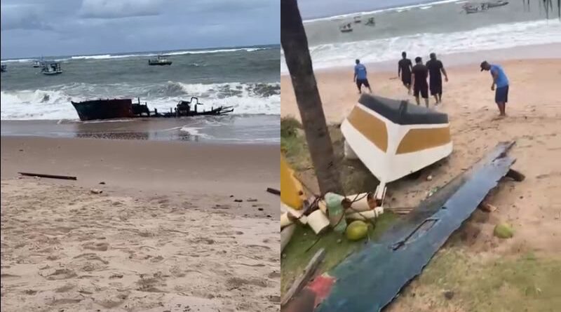 Funcionários de barracas retiram pedaços de madeira da praia de Guarajuba e limpeza pública é questionada 1