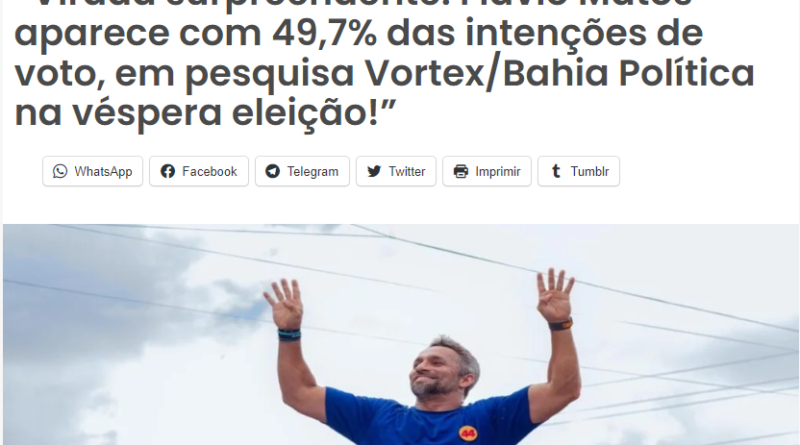 Na véspera da eleição em Camaçari, site publica pesquisa duvidosa e sem registro no TRE