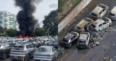 Colisão entre helicópteros deixa seis mortos e provoca incêndio em pátio de veículos no Rio de Janeiro