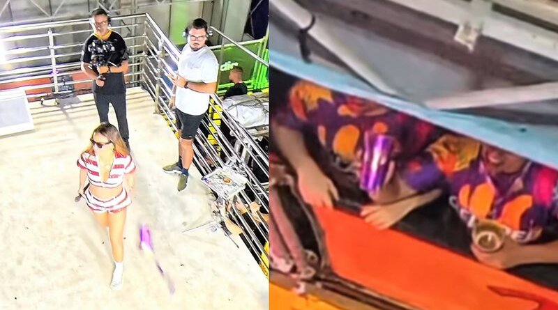 Alinne Rosa é atingida por copo durante show no Fortal, mas segue apresentação
