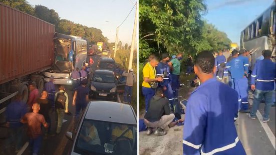 Acidente entre ônibus e caminhão deixa ao menos 19 feridos na Via Parafuso, em Camaçari