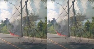 Fiação pega fogo na Avenida São Rafael e complica trânsito de acesso ao Barradão 2