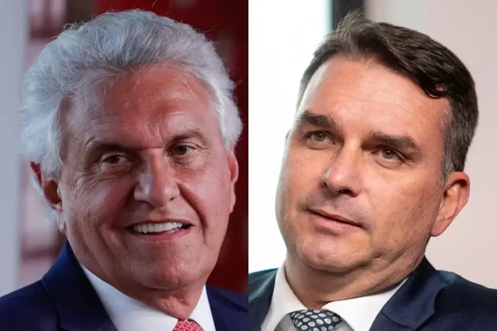 Flávio Bolsonaro conversa com Caiado, que deve anunciar apoio nesta terça-feira em Goiás
