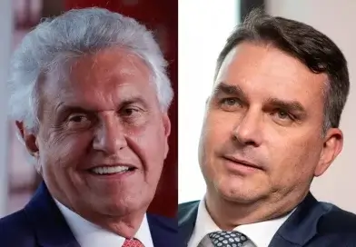 Flávio Bolsonaro conversa com Caiado, que deve anunciar apoio nesta terça-feira em Goiás